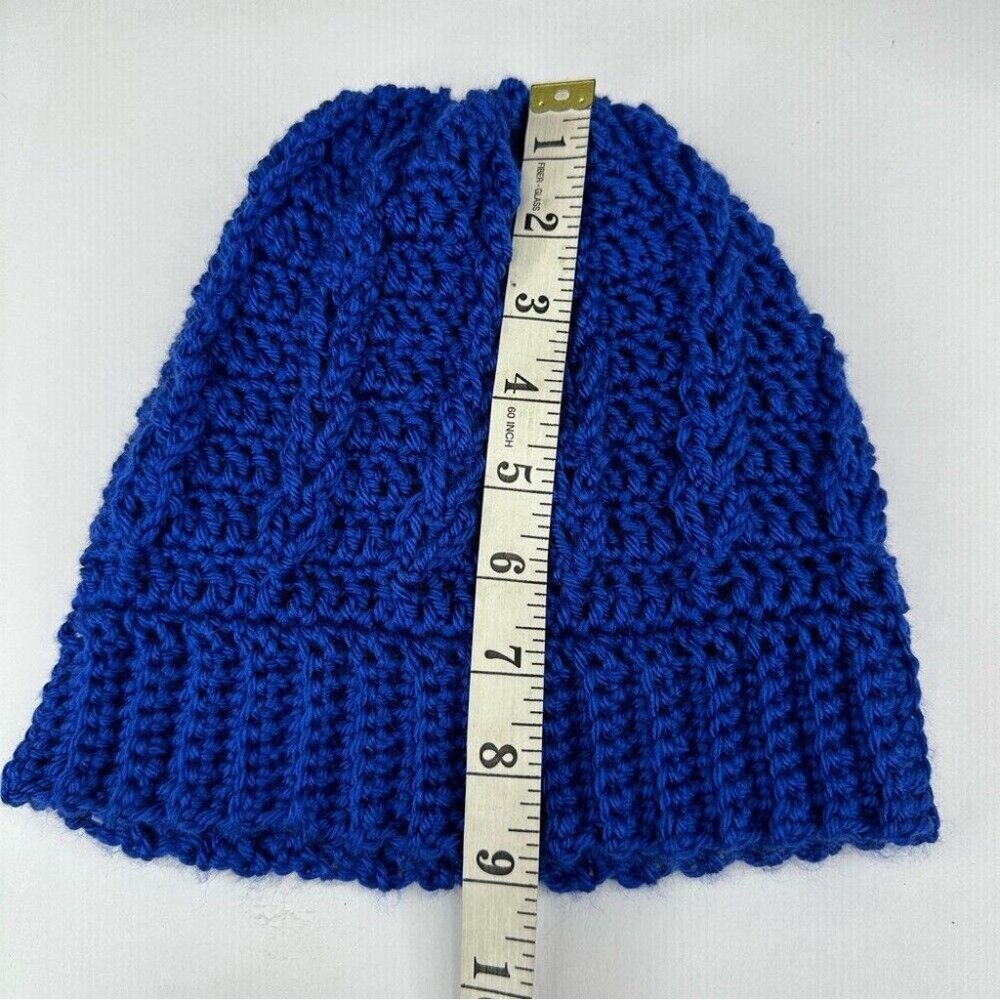 Handmade Unisex‎ New Royal Blue Streetwear Winter Knit Beanie - Adult S/M - Picture 8 of 9